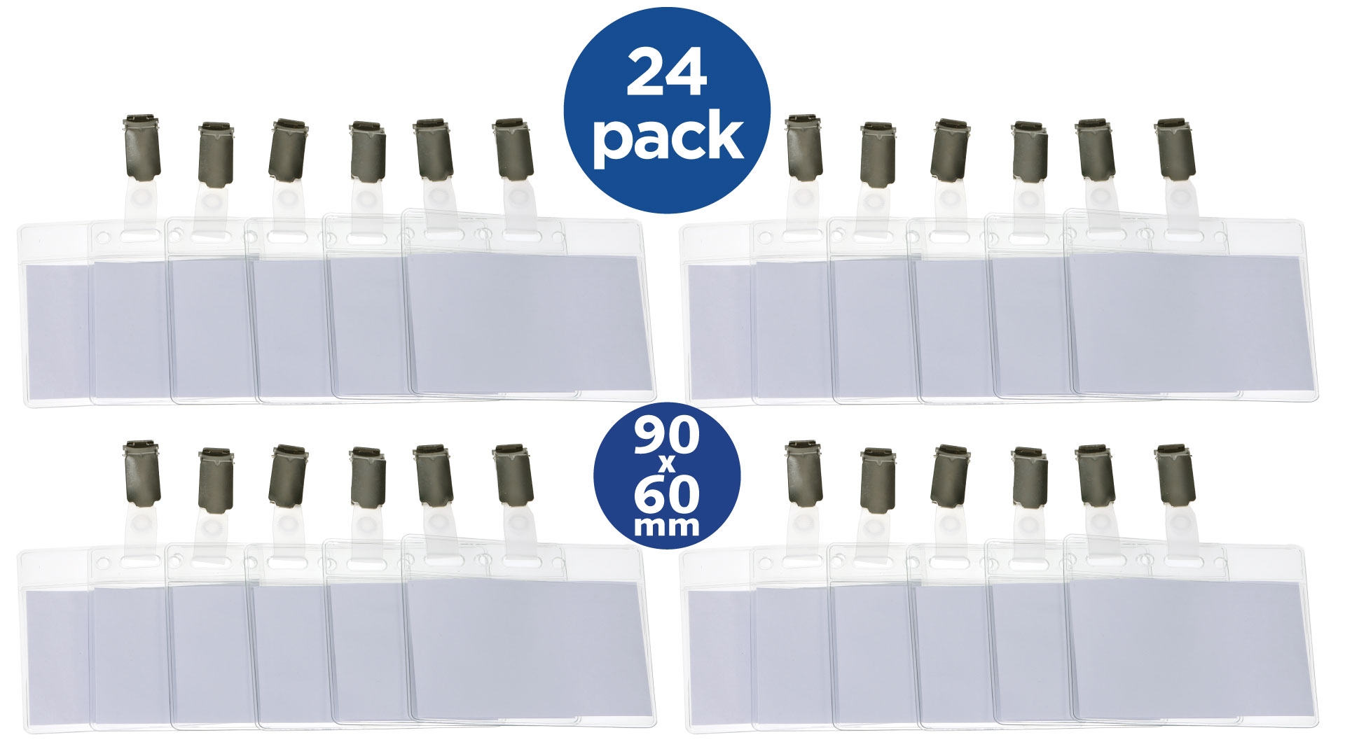 Europel Porte Badge avec Pince et bande 90 x 60mm/24 pièces