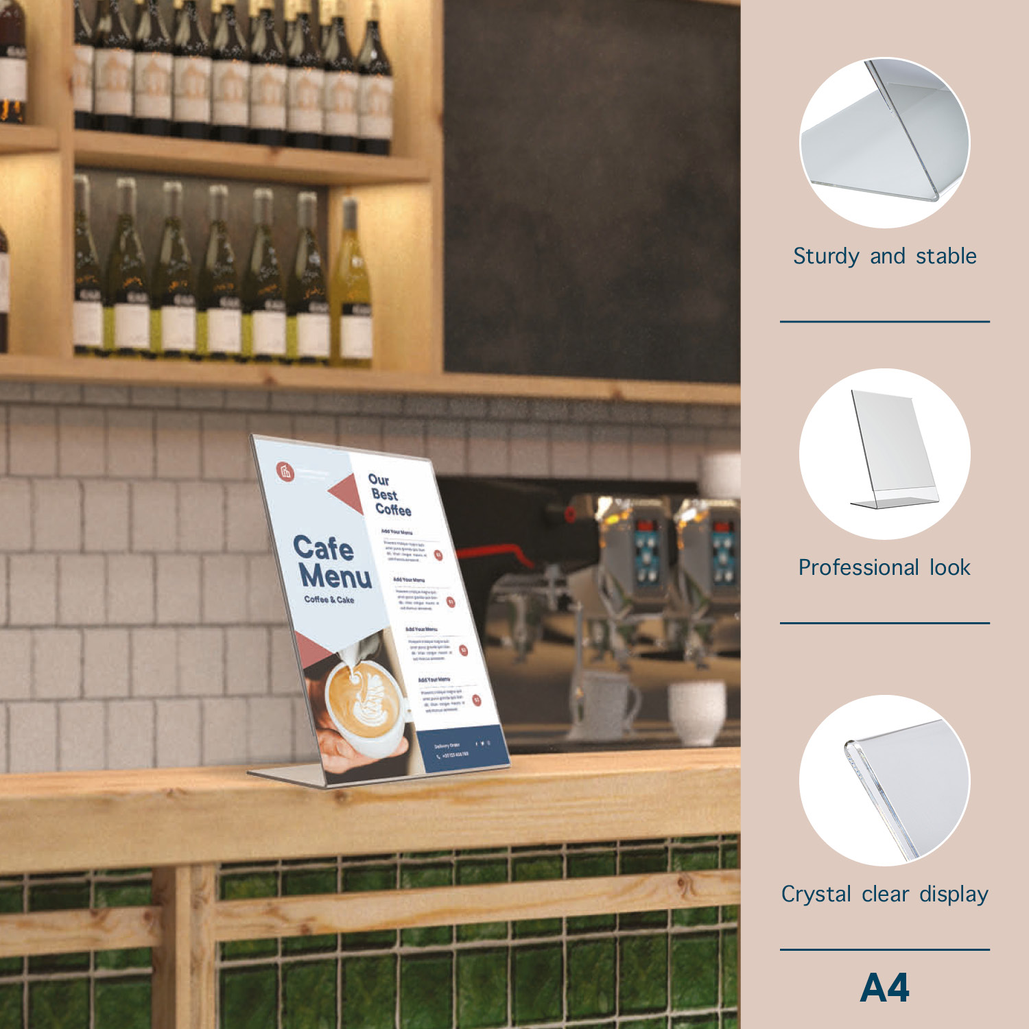 Europel Présentoir de Table L-standard A4 Portrait Acrylique