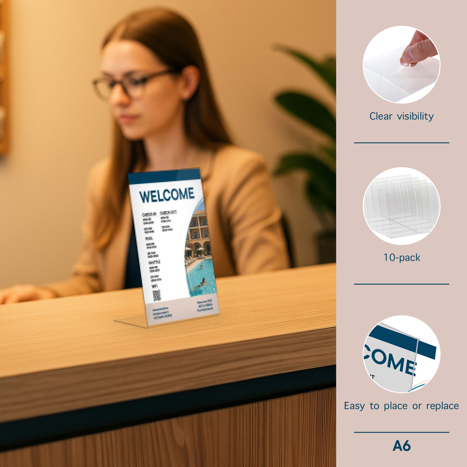 Europel Porte-Cartes Budget L-Stand A6 1,5 mm Vertical Acrylique – Lot de 10