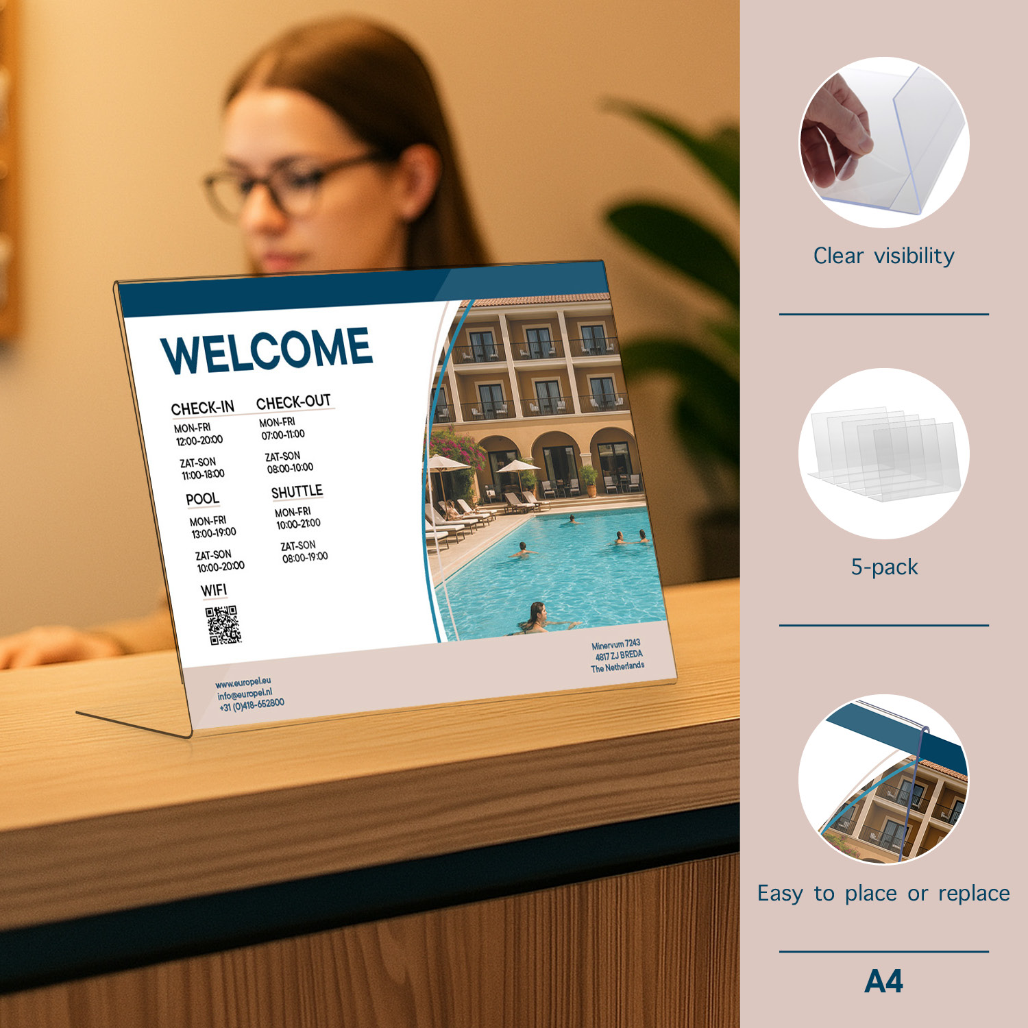 Europel Présentoir de Table Budget A4 Paysage 