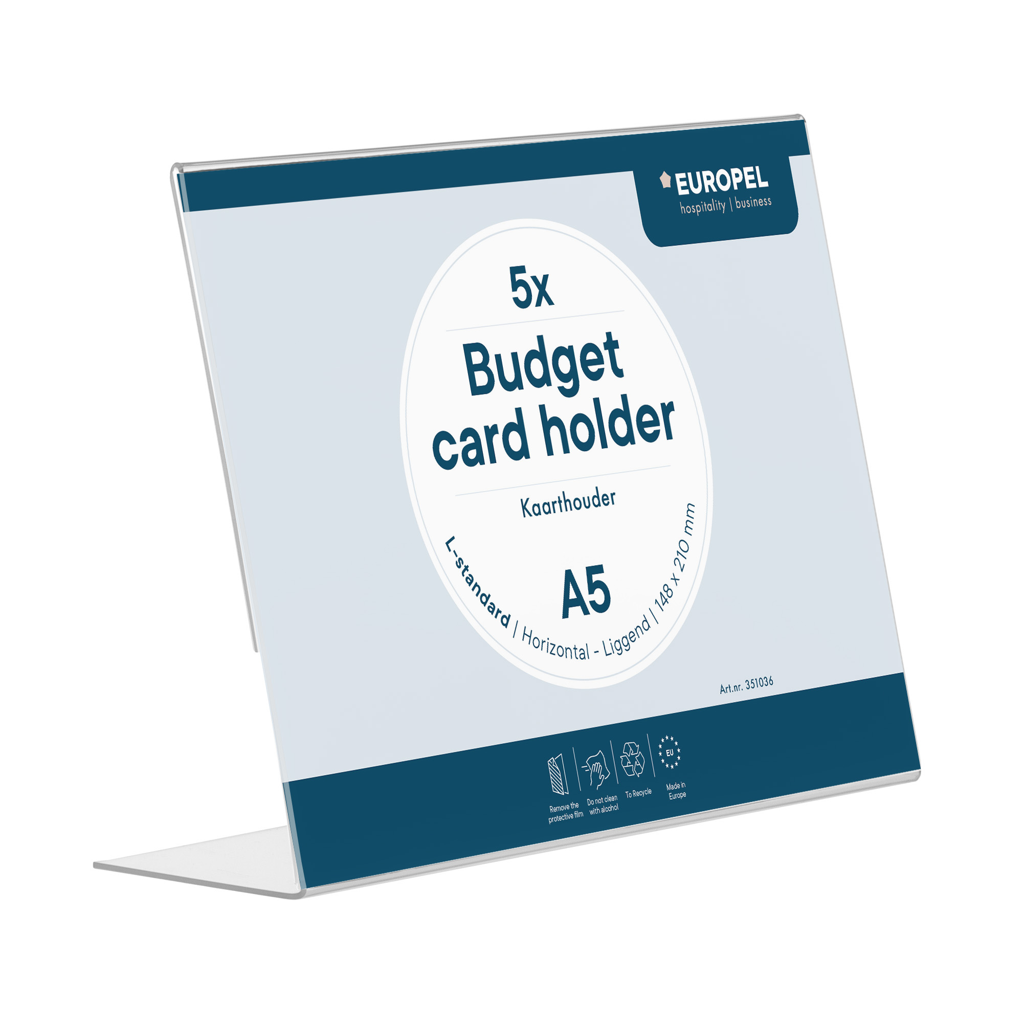 Europel Porte-Cartes Budget L-Stand A5 1,5 mm Horizontal Acrylique – Lot de 5