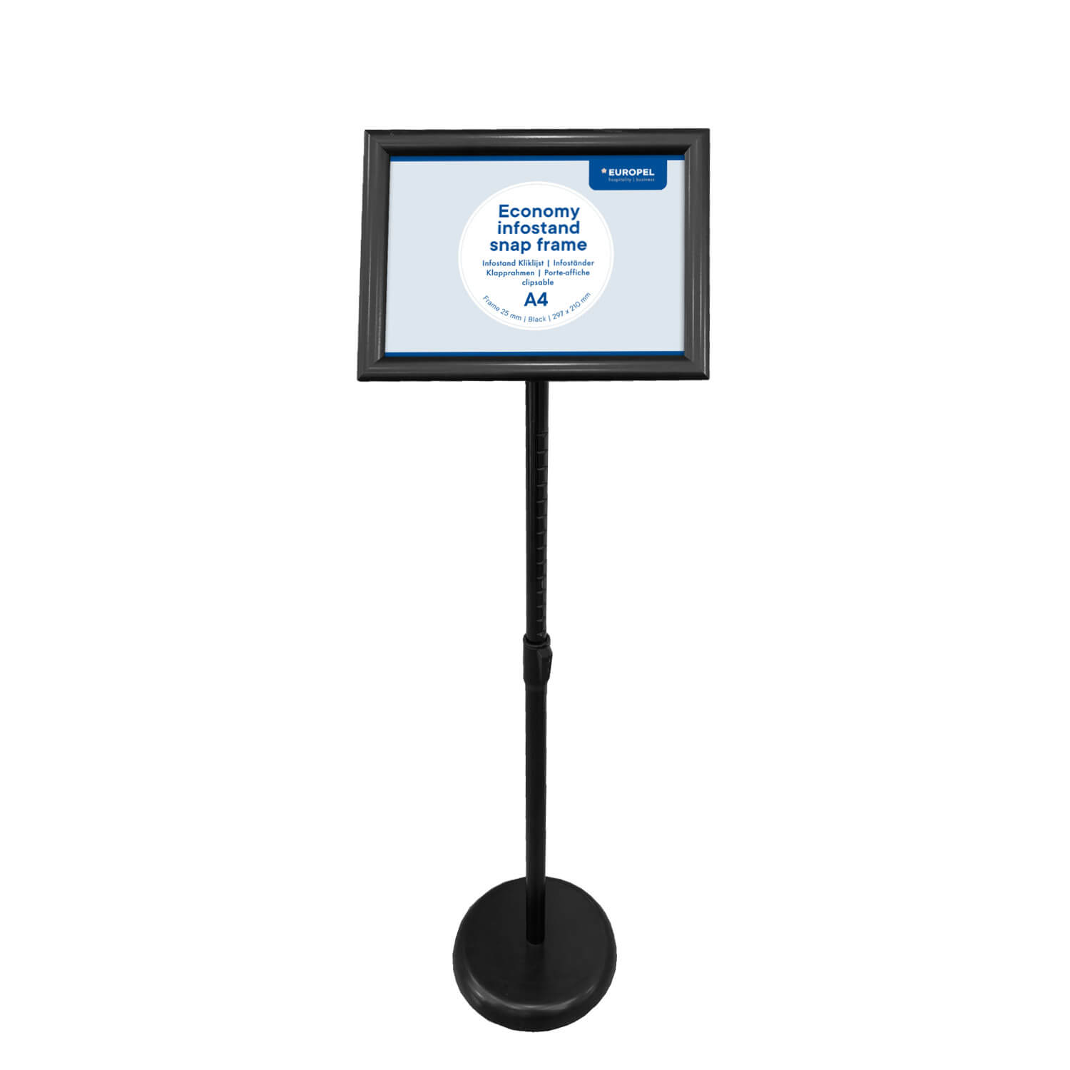 Europel Porte-affiche Economy cadre Clipsable A4 25 mm Noir 