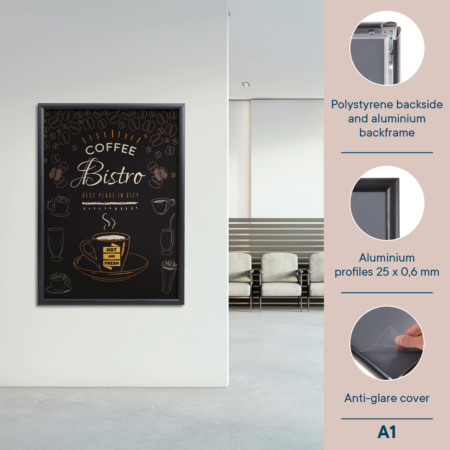 Europel Cadre Clipsable Economy A1 25 mm Noir 