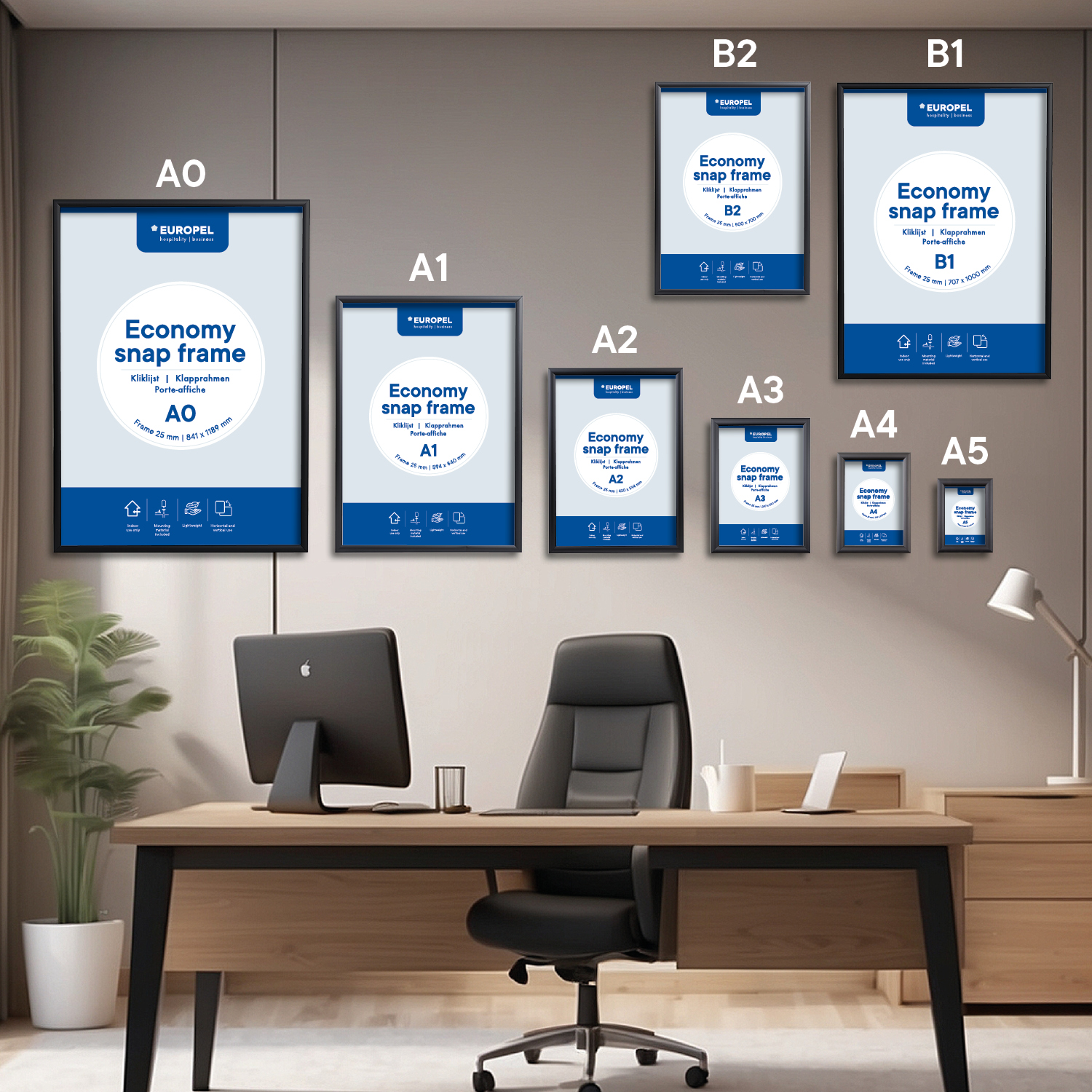 Europel Cadre Clipsable Economy A1 25 mm Noir 