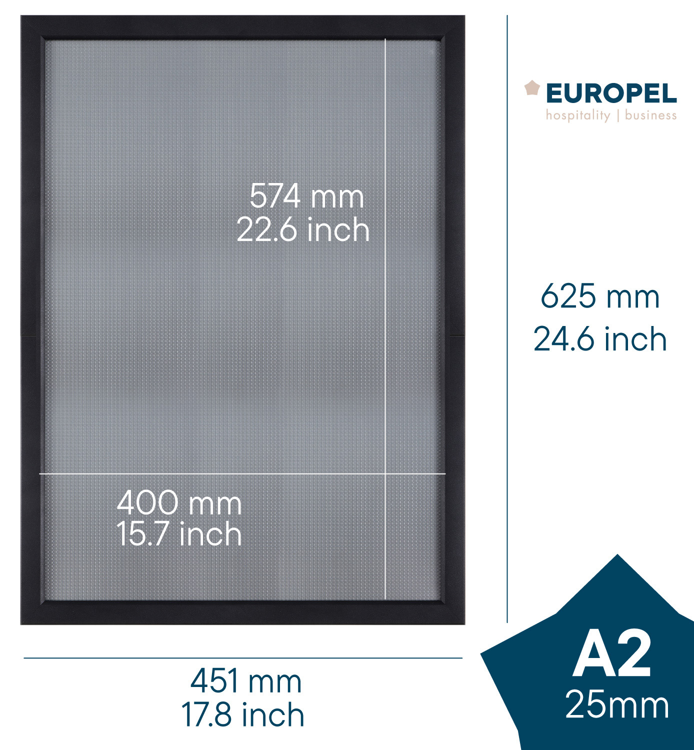 Europel Cadre Clipsable Premium+ A2 25 mm Matt Noir