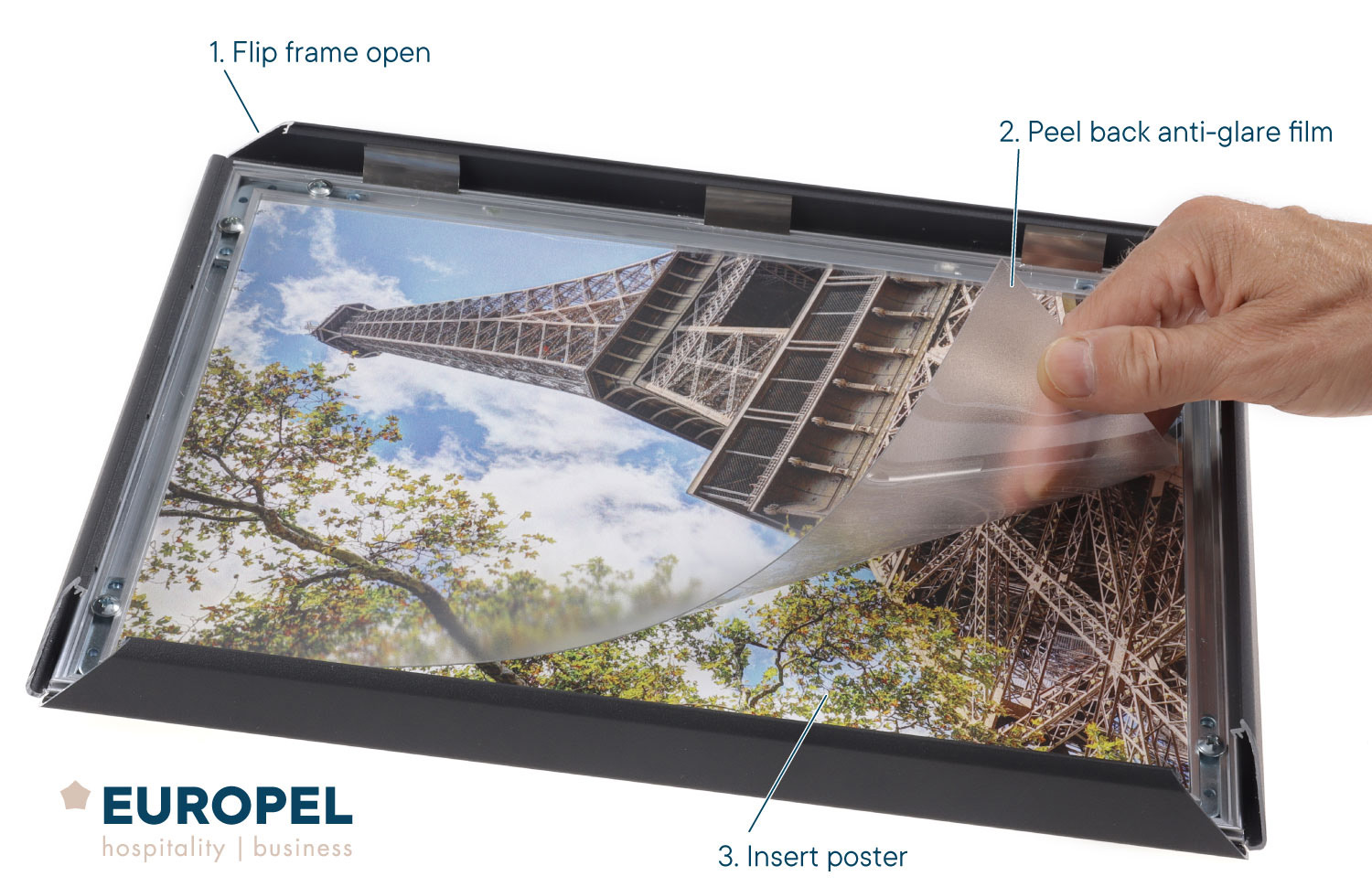 Europel Cadre Clipsable Premium+ A4 25 mm Matt Noir