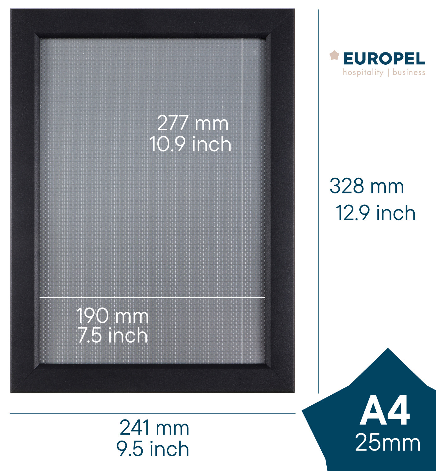 Europel Cadre Clipsable Premium+ A4 25 mm Matt Noir