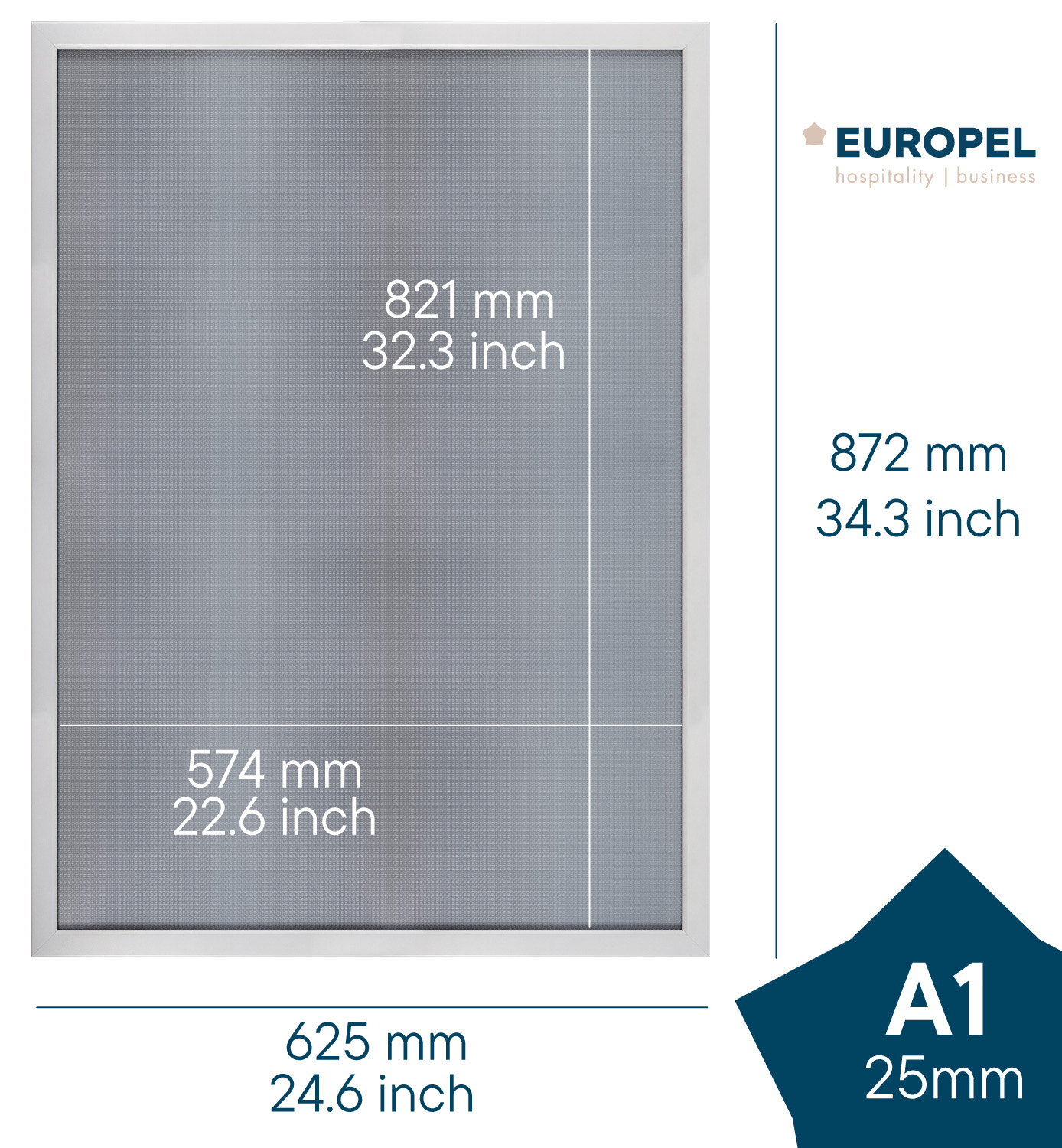 Europel Cadre Clipsable Premium+ A1 25 mm Matt Blanc
