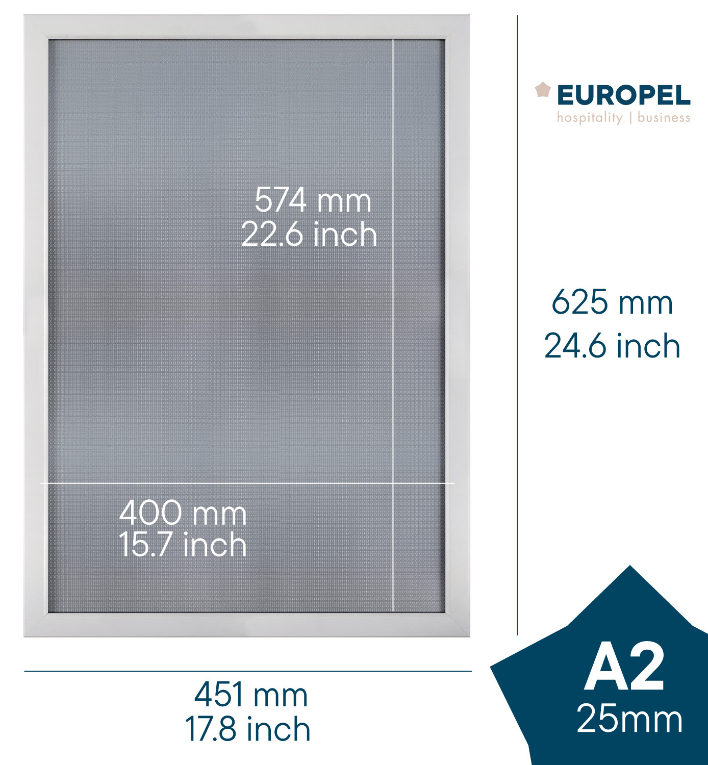 Europel Cadre Clipsable Premium+ A2 25 mm Matt Blanc