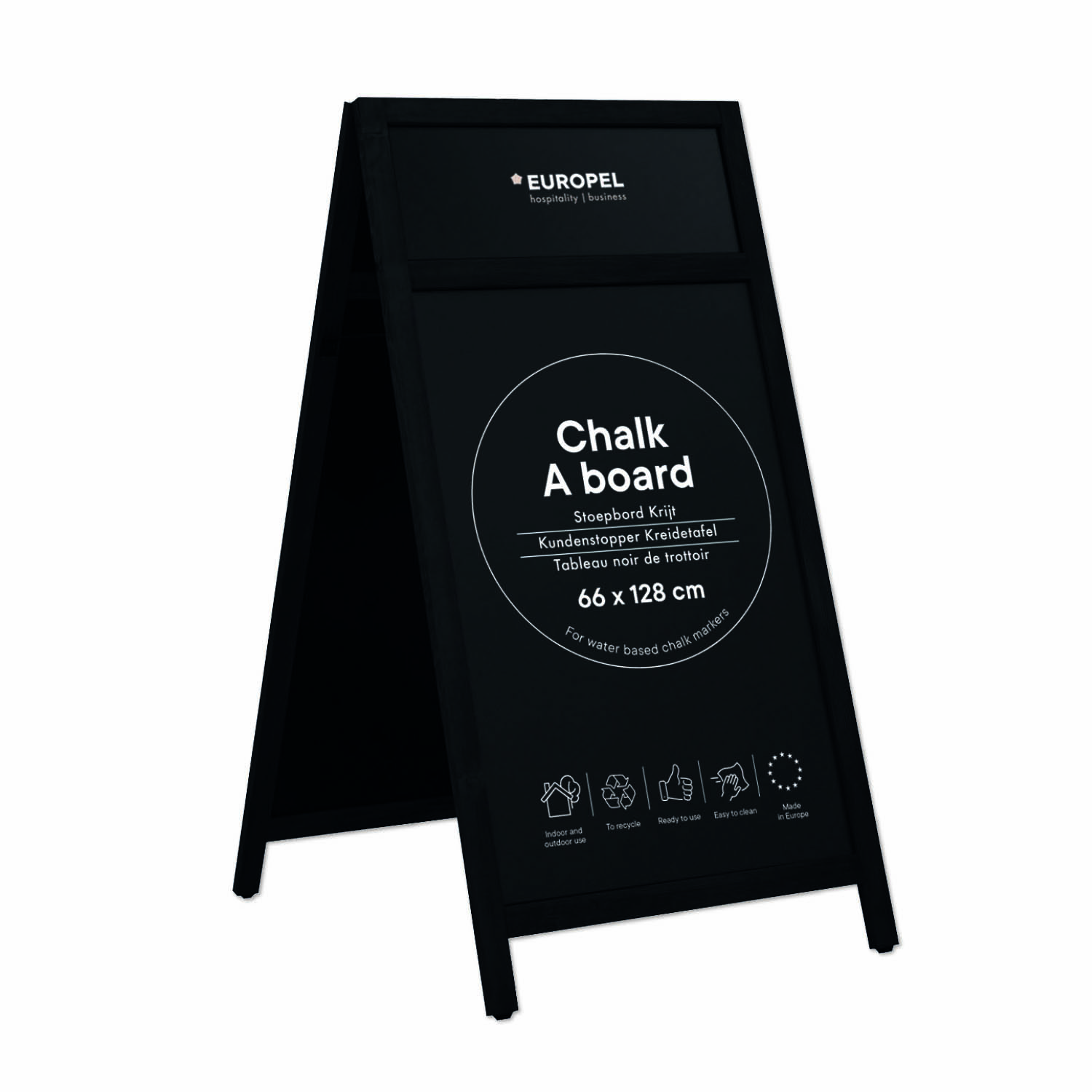 Europel Chevalet Tableau avec en-tête 660 x 1280 mm Noir
