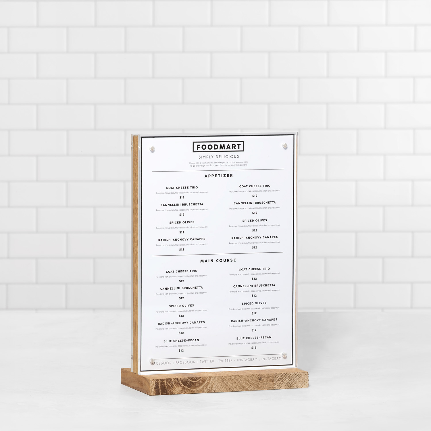 Europel Présentoir de Table T-standard A5 Portrait Acrylique/Bois/Aimants 