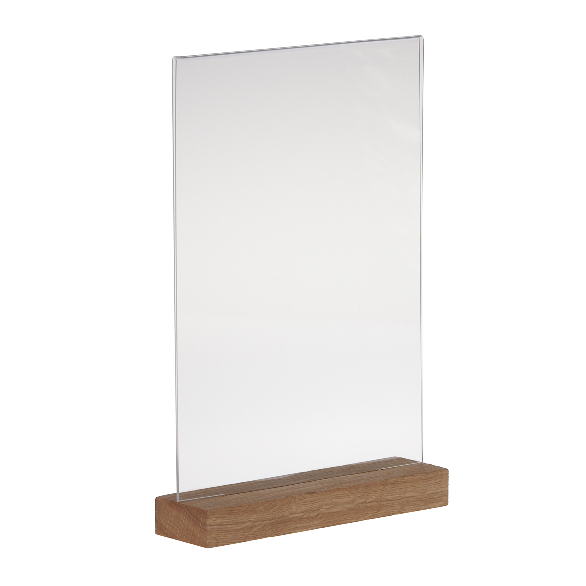 Europel Porte-Cartes Acrylique avec Socle en Bois A4 Vertical – Présentoir Haut de Gamme