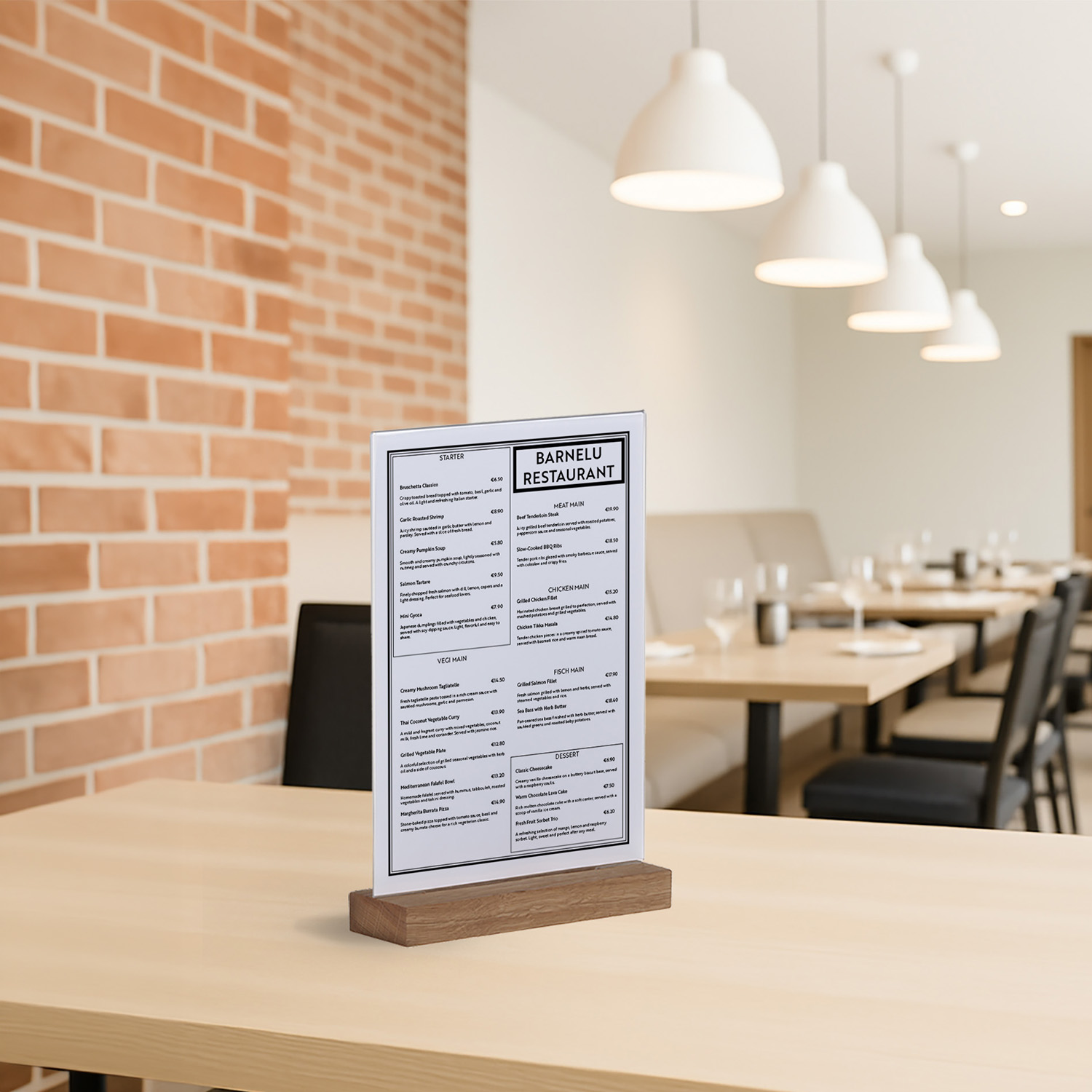 Europel Porte-Cartes Acrylique avec Socle en Bois A4 Vertical – Présentoir Haut de Gamme