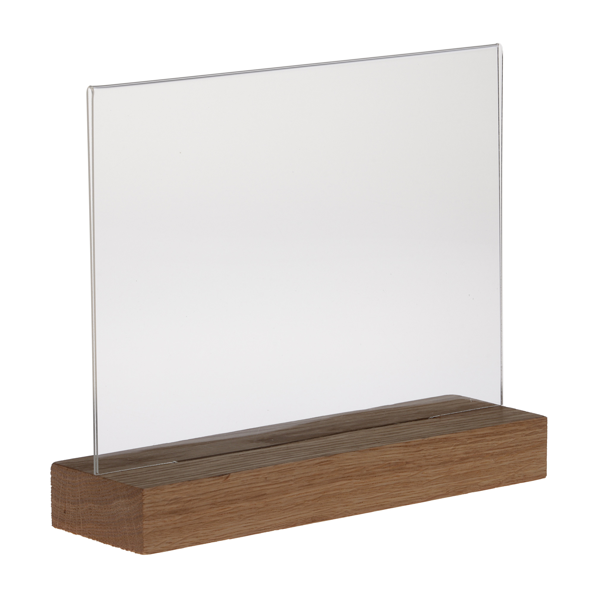 Europel Porte-Cartes Acrylique avec Socle en Bois A5 Horizontal – Présentoir Haut de Gamme