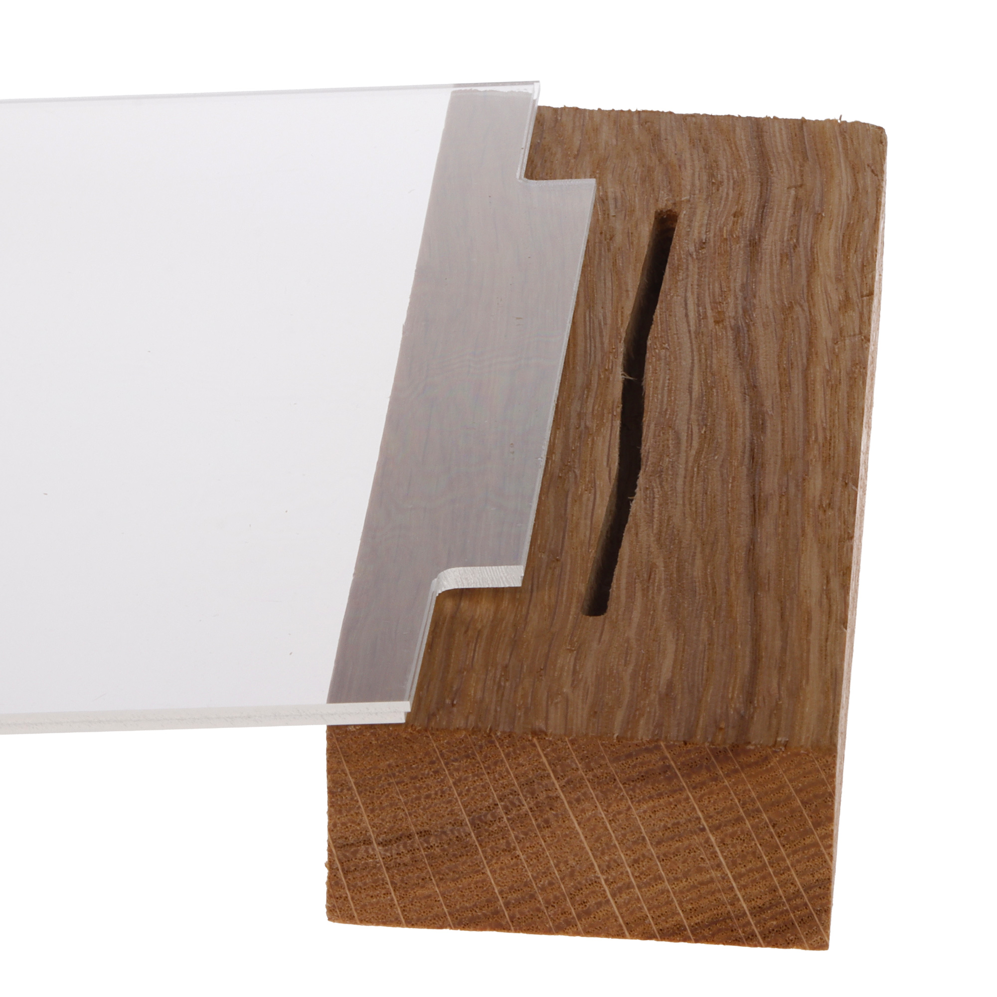Europel Porte-Cartes Acrylique avec Socle en Bois A5 Horizontal – Présentoir Haut de Gamme