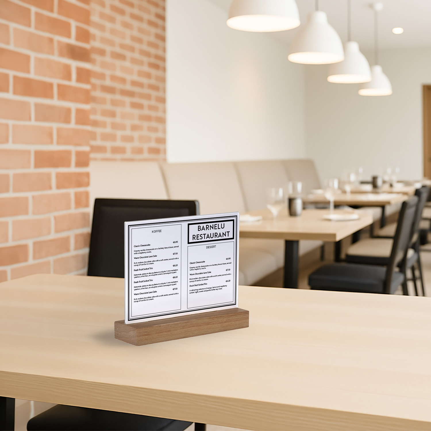 Europel Porte-Cartes Acrylique avec Socle en Bois A5 Horizontal – Présentoir Haut de Gamme