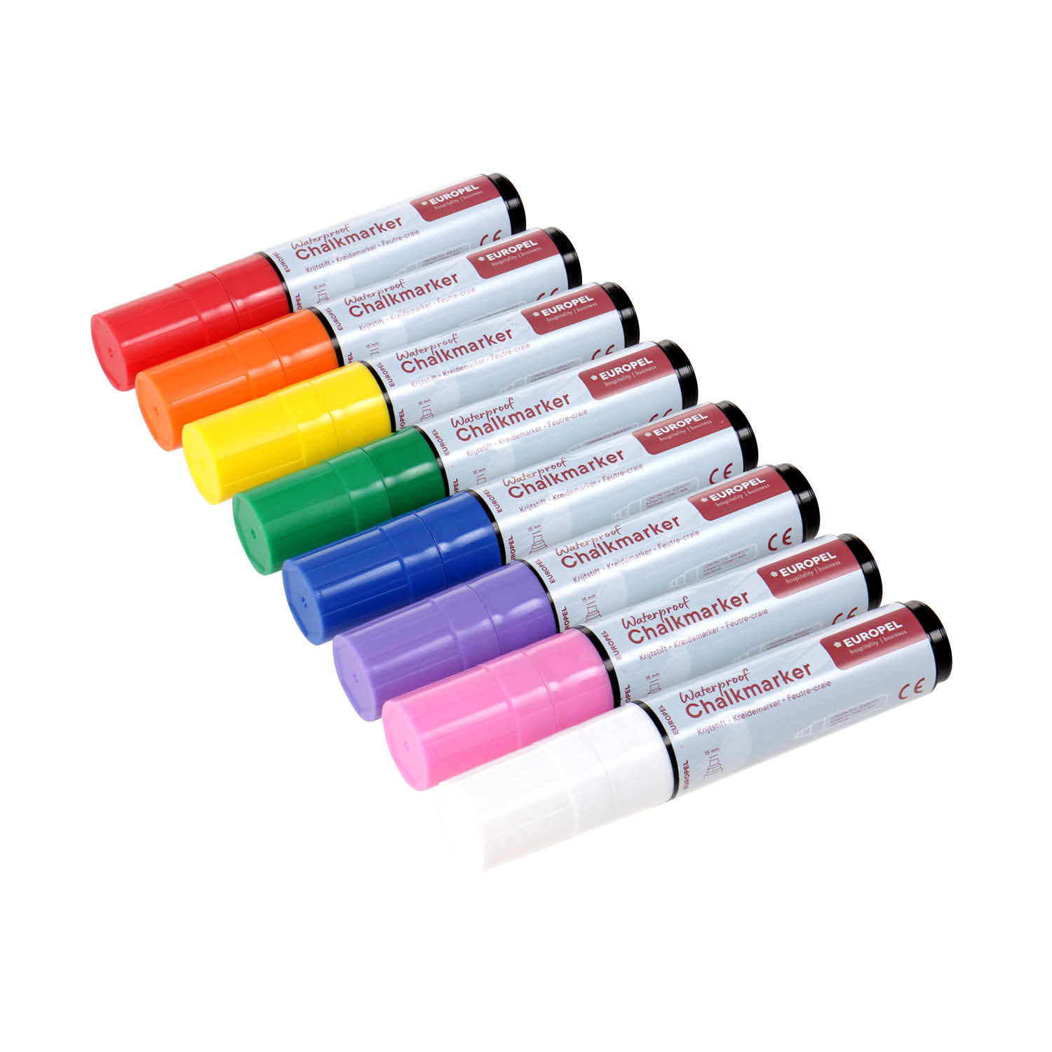 Europel Marqueur Craie Résistant à L'eau 15 mm Couleurs Assorties PVC étui 8 pcs