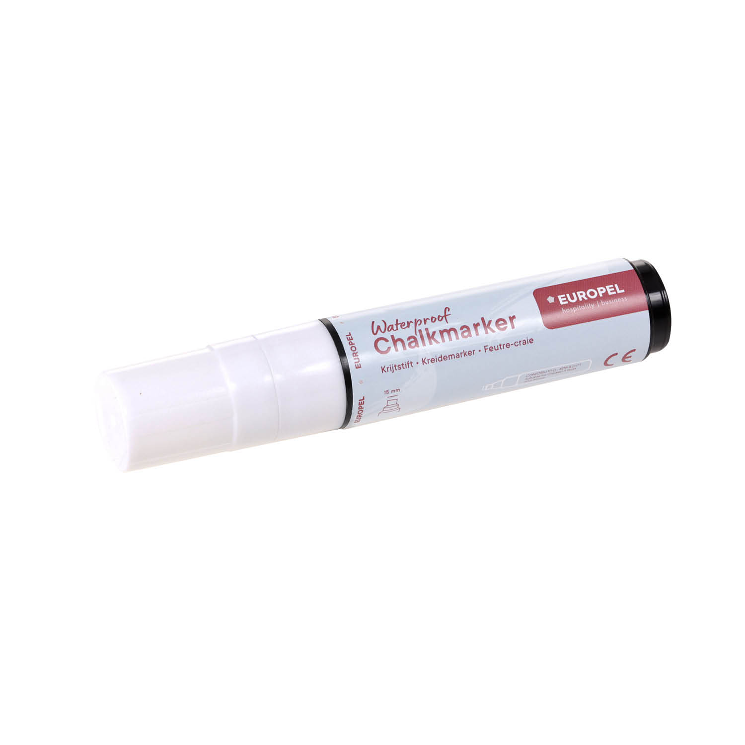 Europel Marqueur Craie Résistant à L'eau 15 mm Blanc Carte Blister 1 pcs