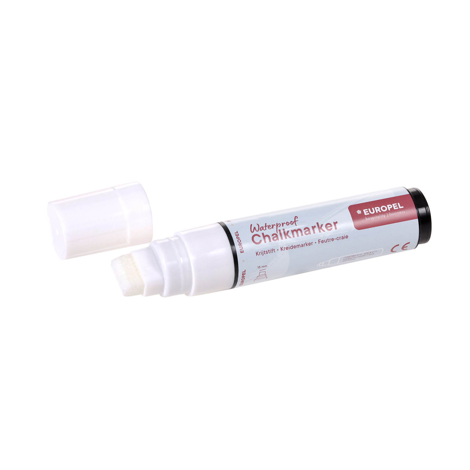 Europel Marqueur Craie Résistant à L'eau 15 mm Blanc Carte Blister 1 pcs
