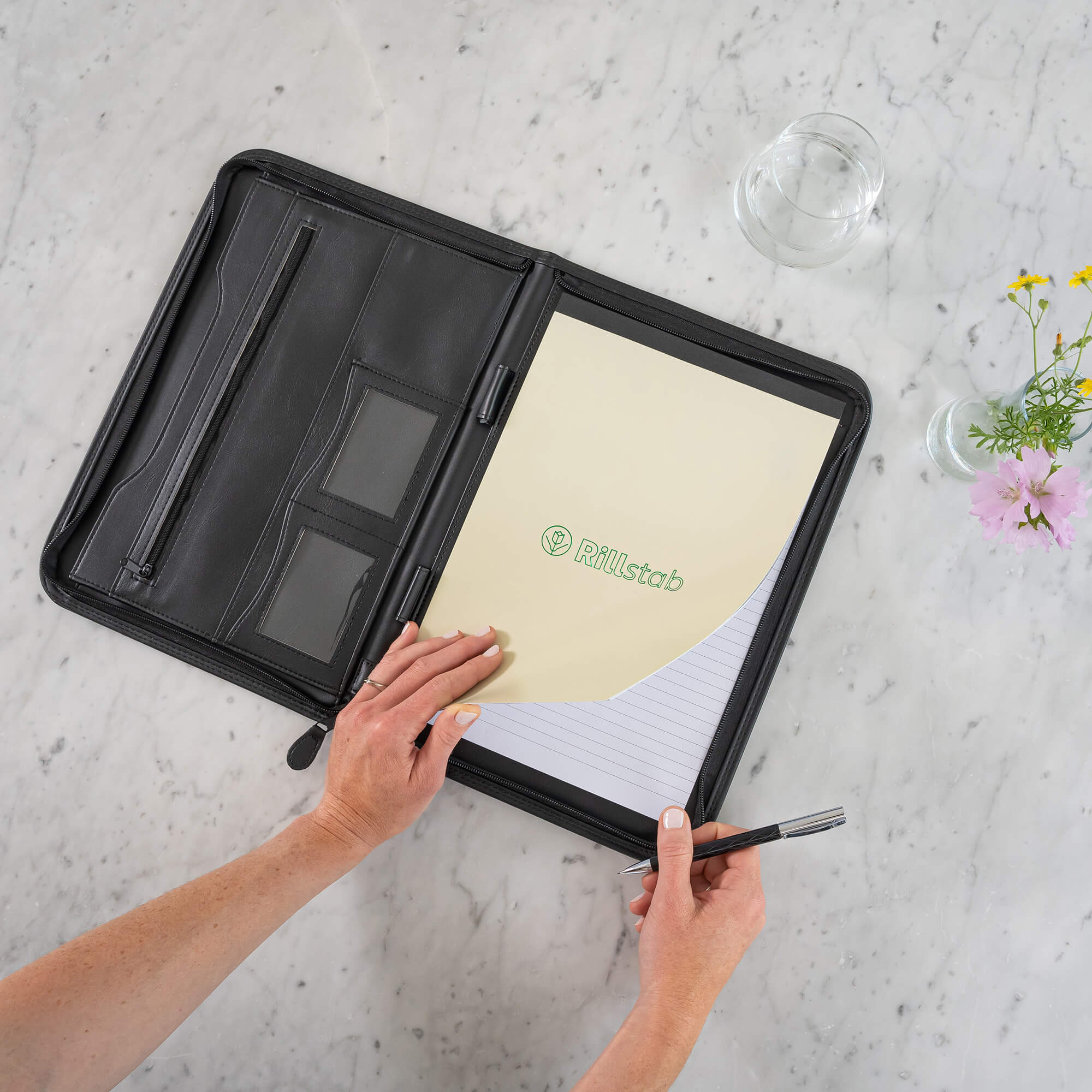 Organiseur Rillstab Excellent deluxe A4 aspect cuir noir